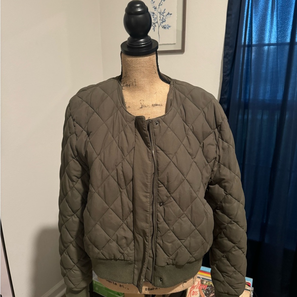DKNY Green Quilted Puffer Jacket
